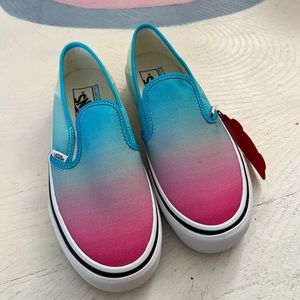 Ombré colored slip on vans